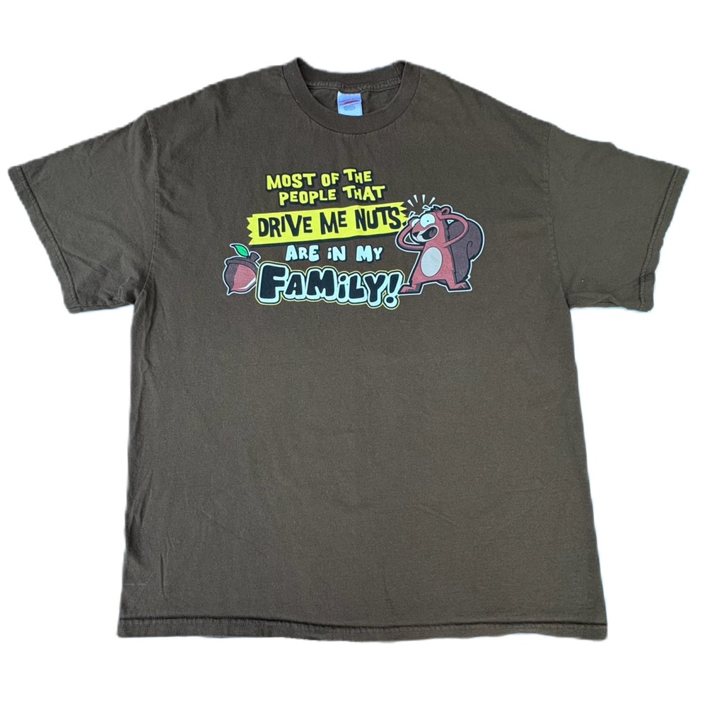 Vintage Drive Me Nuts Squirrel Brown Graphic Funny Humor Crazy Family T-shirt